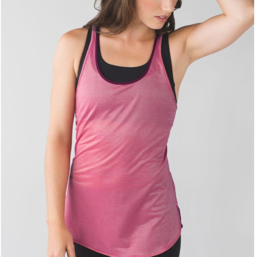Lululemon Heathered Jewelled Magenta Gold What The Sport Singlet Tank Top Size 4